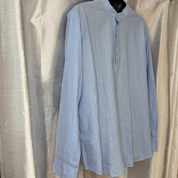 Men’s 2XL Kurta Punjabi Light Blue Long Sleeve 1/2 Button Unbranded Dress Shirt - Picture 3 of 9